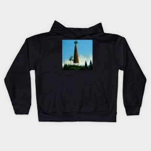 tower tumbling through the trees Kids Hoodie